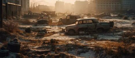 jeep truck military car post apocalypse landscape game wallpaper photo art illustration rust