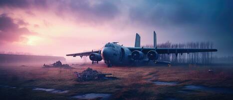 big war plane military post apocalypse landscape war game wallpaper photo art illustration rust