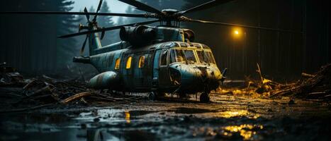 big war helicopter military post apocalypse landscape game wallpaper photo art illustration rust