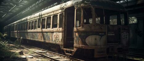 train wagon subway station post apocalypse landscape game wallpaper photo art illustration rust