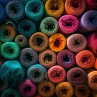 thread rolls colorful palette background fashion hindu vibrant figure dust makeup drawing photo