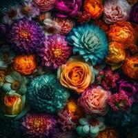 crisantemo flores pasatiempo arco iris vistoso paleta antecedentes Moda vibrante figura fotografía foto