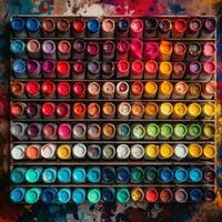 oil paint brush colorful palette background fashion hindu vibrant figure dust makeup drawing photo