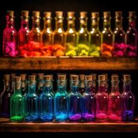 jars bottles tin colorful palette background fashion hindu vibrant figure dust makeup drawing photo