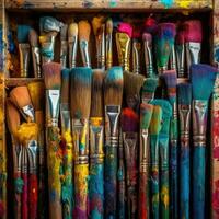 oil paint brush colorful palette background fashion hindu vibrant figure dust makeup drawing photo