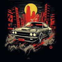 jdm gtr japan car hakosuka tshirt design mockup cover tattoo isolated vector illustration artwork photo