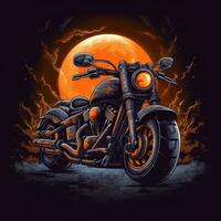 Harley bicicleta jinete camiseta diseño Bosquejo imprimible cubrir tatuaje aislado vector ilustración obra de arte foto