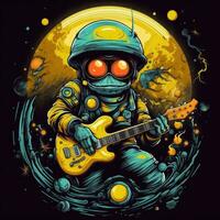 minion bass guitar tshirt design mockup printable cover tattoo isolated vector illustration artwork photo