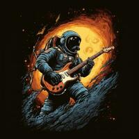 astronauta guitarra camiseta diseño Bosquejo imprimible cubrir tatuaje aislado vector ilustración obra de arte foto
