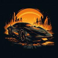 hyper car cyberpunk tshirt design mockup printable cover tattoo isolated vector illustration art photo