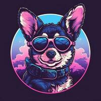 corgi dog sunglass tshirt design mockup printable cover tattoo isolated vector illustration art photo