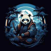 panda guerrero martillo de guerra camiseta diseño Bosquejo imprimible cubrir tatuaje aislado vector ilustración foto