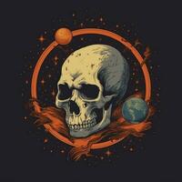 cráneo universo planeta camiseta diseño Bosquejo imprimible cubrir tatuaje aislado vector ilustración Arte foto
