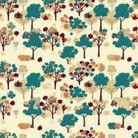 forest trees seamless autumn pattern floral scrapbooking design pastel print painting watercolor photo