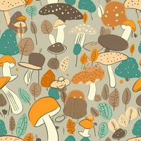 mushrooms seamless pattern floral scrapbooking sheet design pastel print painting watercolor photo