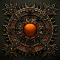 orange mystical cosmos compass planet tarot card constellation navigation zodiac illustration photo
