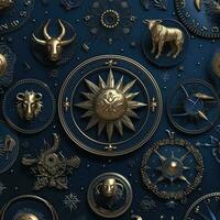 azul místico cosmos Brújula planeta tarot tarjeta constelación navegación zodíaco ilustración foto
