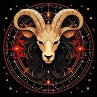 Capricorn mystical cosmos compass planet tarot card constellation navigation zodiac illustration photo