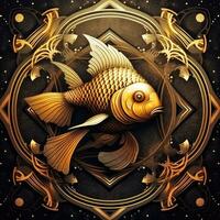 fish mystical cosmos compass planet tarot card constellation navigation zodiac illustration photo