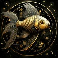 fish mystical cosmos compass planet tarot card constellation navigation zodiac illustration photo
