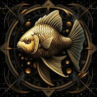 pescado místico cosmos Brújula planeta tarot tarjeta constelación navegación zodíaco ilustración foto