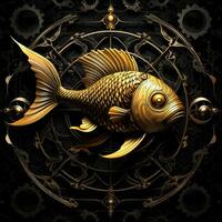 fish mystical cosmos compass planet tarot card constellation navigation zodiac illustration photo