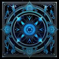 blue mystical cosmos compass planet tarot card constellation navigation zodiac illustration photo