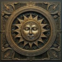 brass mystical cosmos compass planet tarot card constellation navigation zodiac illustration photo
