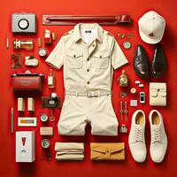 medic doctor Vintage Knolling Flat Lays vogue photo salon stylish clothes fashion collection set