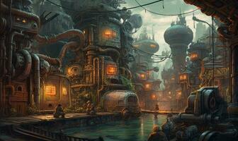 ghostpunk landscape city mystic poster alien steampunk wallpaper fantastic movie photo