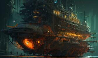 dark fantasy future ghostpunk landscape city mystic poster alien steampunk wallpaper fantastic photo