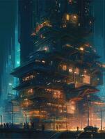 night city futuristic street landscape city mystic poster alien steampunk wallpaper fantastic photo