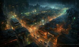 noche ciudad futurista calle paisaje ciudad místico póster extraterrestre Steampunk fondo de pantalla fantástico foto