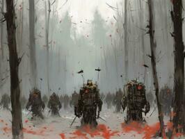 forest battle robot scythe landscape city mystic poster alien steampunk wallpaper fantastic photo