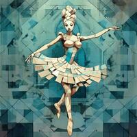 ballerina dance robot abstract illustration tattoo industrial poster art geometric vector steampunk photo