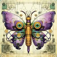 mariposa mosca vistoso resumen ilustración tatuaje industrial póster Arte geométrico vector Steampunk escarabajo foto