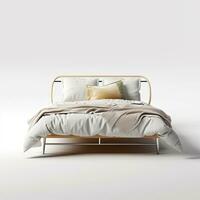 bed sleeping area modern Scandinavian interior furniture minimalism wood light studio photo