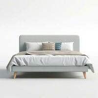 bed sleeping area modern Scandinavian interior furniture minimalism wood light studio photo