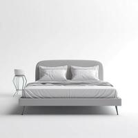 bed sleeping area modern Scandinavian interior furniture minimalism wood light studio photo