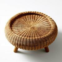 rattan coffee table modern Scandinavian interior furniture minimalism wood light studio photo