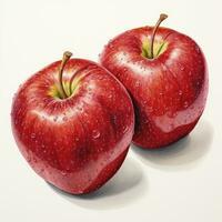 rojo manzana detallado acuarela pintura Fruta vegetal clipart botánico realista ilustración foto