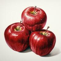 rojo manzana detallado acuarela pintura Fruta vegetal clipart botánico realista ilustración foto