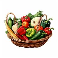 basket detailed watercolor painting fruit vegetable clipart botanical realistic illustration photo