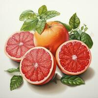 grapefruit detailed watercolor painting fruit vegetable clipart botanical realistic illustration photo