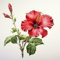 hibiscus detailed watercolor painting fruit vegetable clipart botanical realistic illustration photo