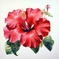hibiscus detailed watercolor painting fruit vegetable clipart botanical realistic illustration photo