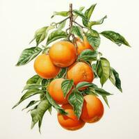mandarin detailed watercolor painting fruit vegetable clipart botanical realistic illustration photo