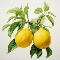 Lima limón detallado acuarela pintura Fruta vegetal clipart botánico realista ilustración foto