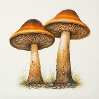 hongos detallado acuarela pintura Fruta vegetal clipart botánico realista ilustración foto