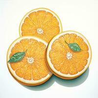 orange citrus detailed watercolor painting fruit vegetable clipart botanical realism illustration photo